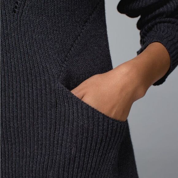 Lululemon The Sweater The Better Crewneck Pointelle Knit Sweater 10 Washed Black - Picture 10 of 11